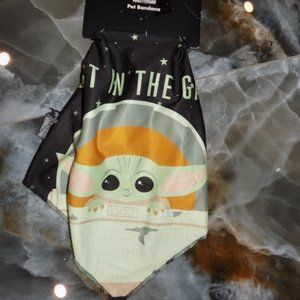 Star Wars Mandalorian Pet Bandana Tie On Size L/XL W/Baby Yoda